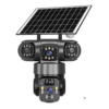 Wireless Solar Powered Security Camera with Dual Lens and PIR Detection